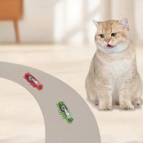 Cat Bug Toy Electric Moving Interactive Cat Toy for Indoor Cats Educational Cat Teaser Toy 2PCS Electronic Beetle Interactive Set for Indoor Cats Kitten Chase Exercise Battery Operated - color: Green+red