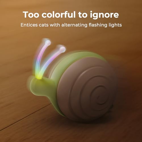 Cheerble Interactive Cat Toy for Indoor Cats, Wicked Snail Kitten Toys, Automatic Cat Toys with LED Lights, Rechargeable Moving Toys for Cats, Smart Stimulating Electric Pet Toy (Brown) - color: Brown