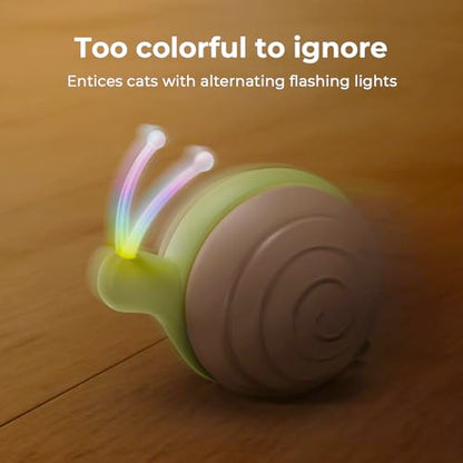 Cheerble Interactive Cat Toy for Indoor Cats, Wicked Snail Kitten Toys, Automatic Cat Toys with LED Lights, Rechargeable Moving Toys for Cats, Smart Stimulating Electric Pet Toy (Brown) - color: Brown