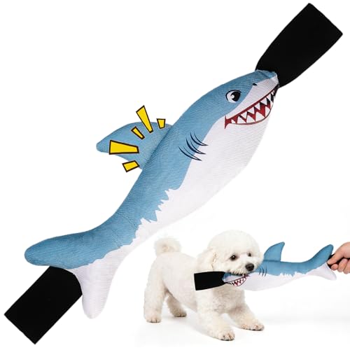 BINGPET Interactive Dog Toys for Small Dogs, Squeaky Dog Chew Toys to Keep Them Busy, Tug of War Puppy Training Toys for Chewers, Small & Medium Dogs, Fetch Lovers, Durable Puppy Necessities, Shark