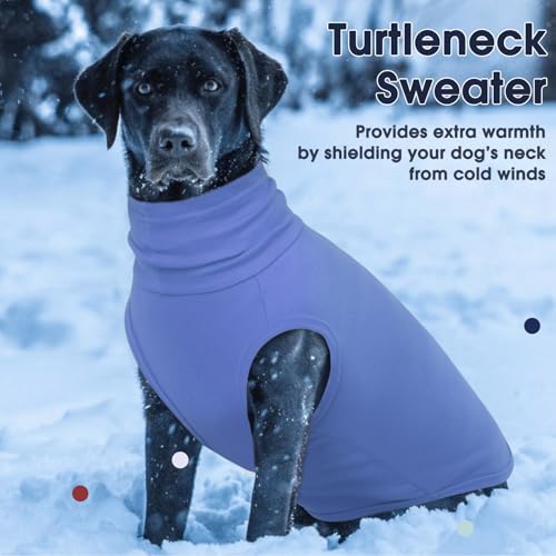 IECOii Dog Fleece Vest Sweater - Stretch Warm Pullover with Turtleneck, Blue,Large, Easy On/Off Winter Dog Sweater for Medium Large Dogs Girl Boy, Winter Fall Jumpsuit with High Neck - color: Blue, size: Large