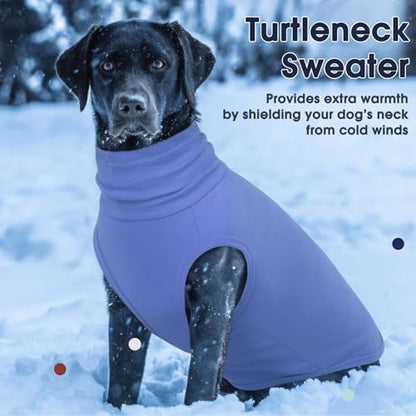 IECOii Dog Fleece Vest Sweater - Stretch Warm Pullover with Turtleneck, Blue,Large, Easy On/Off Winter Dog Sweater for Medium Large Dogs Girl Boy, Winter Fall Jumpsuit with High Neck - color: Blue, size: Large