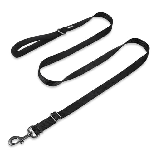 Nylon Adjustable 4-6ft Dog Leash with Soft Neoprene Padded Handle, Durable Heavy Duty Leash with Easy-to-Use Bolt Snap, Ideal for Jogging Outdoor - color: Obsidian Black, size: Large Adjustable 6 Feet