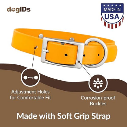 dogIDs Personalized Dog Collar – Custom Waterproof Soft-Grip Biothane with Laser-Engraved Nameplate, Durable & Odor-Resistant, USA Made | Creamsicle, 1 in x 16 in (Fits Necks Size 14-18 in) - color: Creamsicle, size: 1 in x 16 in (Fits Necks Size 14-18 in