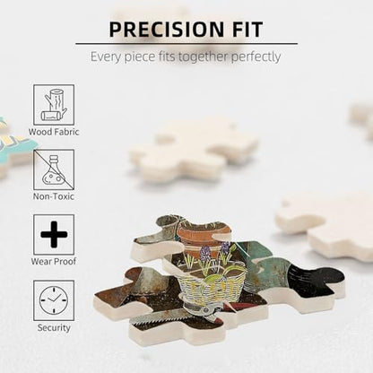 300 Pieces Jigsaw Puzzles for Adults, A Dirty Hoe is A Happy Hoe Gardening Tools Art Puzzle, Stress Relief Concentration Training Brain Teaser Puzzle 15.7x11 Inch - color: Wooden Puzzle1, size: 300 Piece pcs