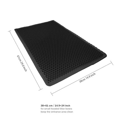 Small Cat Litter Mat Double Layer Waterproof Proof Litter Box mat, Non-Slip Design, Reduces Litter Scatter, Easy to Clean, Black 24''x 14.9''Inch - color: Black, size: 24'' x 14.9''Inch
