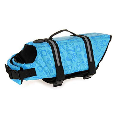 TESOON Dog Life Jacket with Reflective Stripes-Adjustable Belt Dogs - color: Blue Bone, size: XS (Pack of 1)
