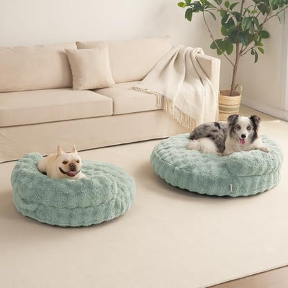 EHEYCIGA Dog Bed Medium Size Dog, Fluffy Small Dog Couch with Removable Washable Cover, Bolster Pet Sofa, Waterproof and Non-Slip, 30" x 30"x 8.5", Green - color: Green, size: 30"L x 30"W x 8.5"Th