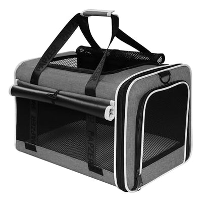 Top Loading Medium Cat Carrier with Privacy Curtain, Soft-Sided Small Pet Travel Crate Vet Visit, Little Puppy Dog Kennel Bag Suitcase Luggage Sleeve, 18x11x11 Inch Grey - color: Grey