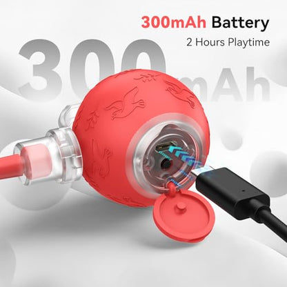 Smart Interactive Cat Dog Toys, Automatic Pet Toys for Bored Indoor Cats and Dogs, Motion Activated, USB Rechargeable, Christmas Pet Birthday Gifts (Red) - color: Red