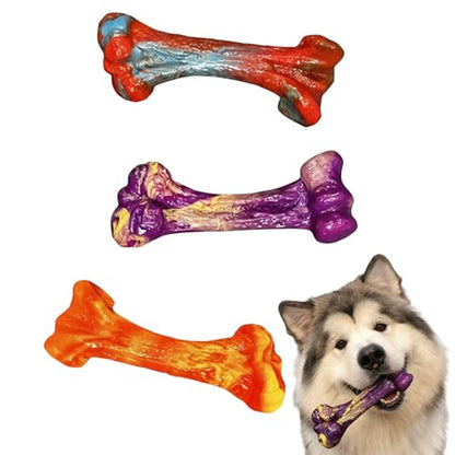 3 Pack Dog Chew Toy for Aggressive Chewers, Bacon Flavored Indestructible Dog Bone Toys for Medium/Large Breed to Keep Them Busy