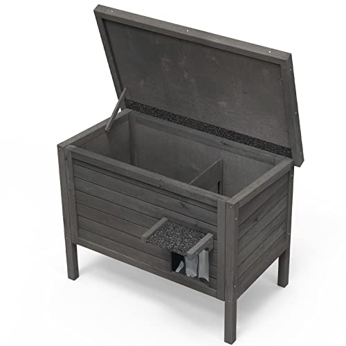 GDLF Outdoor Cat House Feral Cat Enclosure 100% Insulated All-Round Foam Weatherproof Solid Wood Large Size for Multiple Felines 34.5" L*21.5" W*27.2" H - style: Feral Cat Shelter