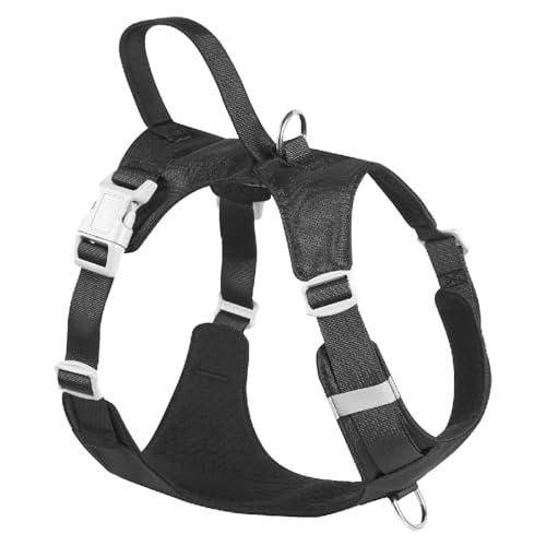 No Pull Dog Harness with Handle, Adjustable Soft Pet Vest Harness with Lightweight for Small Medium Large Sized Dog,Black,S - color: Black, size: S