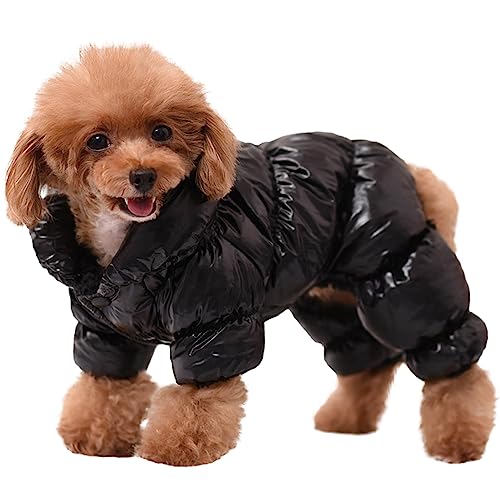 AOFITEE Dog Coat, Warm Dog Jacket, Fullbody Winter Coat Snowsuit for Dogs, Waterproof Puppy Puffer Jacket Snow Coats with Legs, Pet Fleece Vest, Cold Weather Coats for Small Dogs, Medium - color: Black, size: Medium
