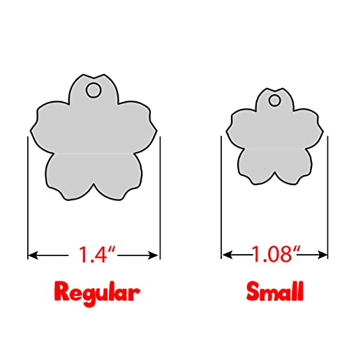 Personalized Dog Tag with 5 Lines of Custom Deep Engraved Durable Stainless Steel Pet ID Name Tag Designer Regular Size Flower - size: Regular, style: Flower