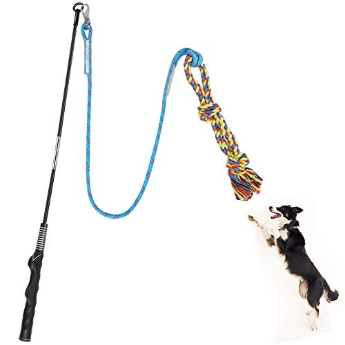 Flirt Pole for Dogs Pet Teaser Wand Outdoor Interactive Pet Dog Flirt Pole Training Exercise Rope Toy for Small Medium Large Dogs Cats