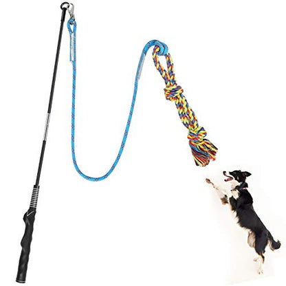 Flirt Pole for Dogs Pet Teaser Wand Outdoor Interactive Pet Dog Flirt Pole Training Exercise Rope Toy for Small Medium Large Dogs Cats