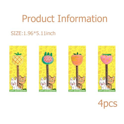 Cat Chew Toys 4 Pack, Silvervine Sticks and Organic Catnip Toys for Indoor Cats, Kitten Teething Chew Stick Toys, Dental Chew Toys for Cats, Interactive Cat Kicker Toys for Kittens and Adults