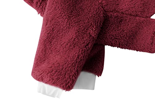 Esobo Fashion Winter Dog Warm Coat Jacket Four-Legged Neck Warm Pet Sweaters for Small Medium Large Dogs - color: Wine red, size: Medium