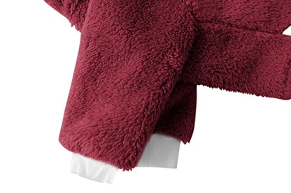 Esobo Fashion Winter Dog Warm Coat Jacket Four-Legged Neck Warm Pet Sweaters for Small Medium Large Dogs - color: Wine red, size: Large