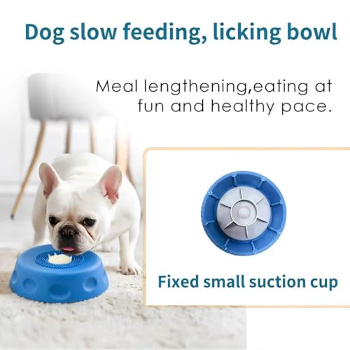 Slow Feeder Dog Bowls for Liquid Treats, Ball-in Interactive Bone Broth Dog Lick Bowl, 250ml Pup Lick Mat Toy for Large Medium Small Breeds, Ideal for Dietary Supplement & Post-op Nutrition (Blue) - color: Blue