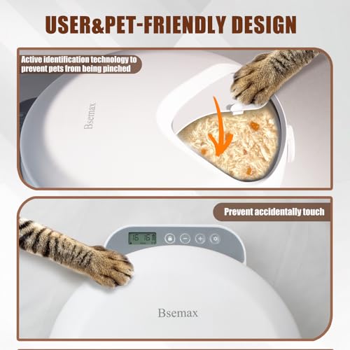 Automatic Wet Food Cat Feeder, Auto Refrigerated Wet Foods Feeder for Cats Dogs 4 Meal Timed Fresh Foods Dispenser with 2 Ice Packs Small Pet Feeders for Kitty Puppy Automatic Cat Dog Food Bowl - color: White