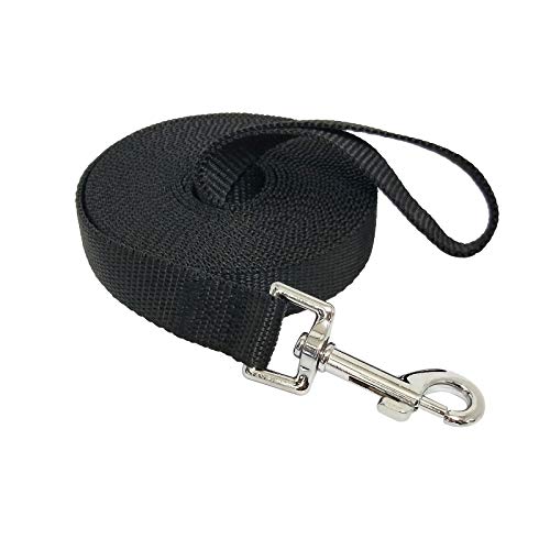 Nylon Training Dog Leash for Small Medium Large Dogs, 15ft 20ft 30ft 50ft Long Leash Dog/Puppy Lead for Obedience Recall Training, Camping (15ft, Black) - color: Black, size: 15ft