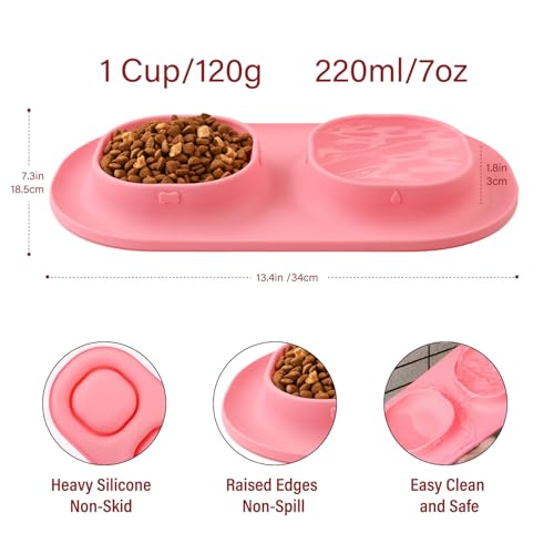 Small Size Puppy Dog Bowls: Food and Water Bowls Set for Small Dogs, No-Spill Non-Skid Dog Dish, Blue - color: Blue