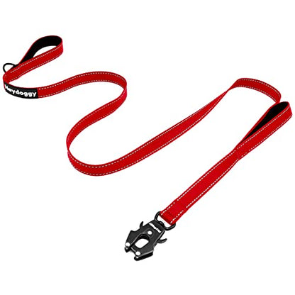 Strong Heavy Duty Dog Leash - 4ft Reflective Nylon Training Leash with Soft Padded Double Handle & Auto Lock Frog Clip - Safety Traffic Control for Large Medium Small Dogs No Pull Walk Red,4ft - color: Red, size: 4FT x 1" x 2.8MM