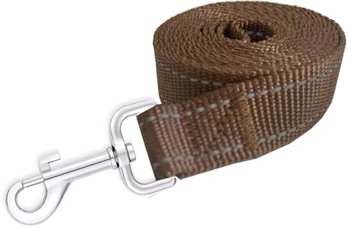 Reflective Dog Leash 4Ft /5 Foot /6 Feet Long, 1 Inch Wide, for Small and Medium Dogs - color: Reflective Brown, size: 1'' x 4 FT