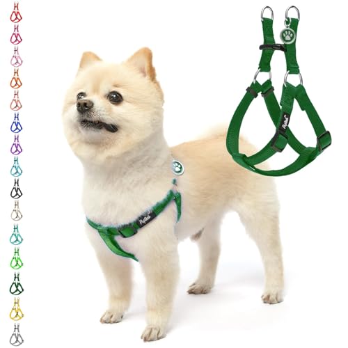 PUPTECK No Pull Dog Harness Soft Adjustable Basic Nylon Step in Puppy Vest Outdoor Walking with ID Tag, Blackish Green, XS - color: Blackish Green, size: X-Small