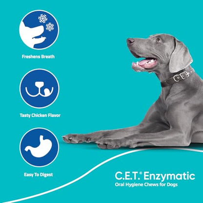 Virbac C.E.T.® Enzymatic Oral Hygiene Chews for Dogs, Large - Plaque & Tartar Control - Single Layer Beefhide with Exclusive Dual-Enzyme System & Tasty Chicken Flavor - Easy to Give Dog Dental Chew - size: 1.13 Pound (Pack of 1)