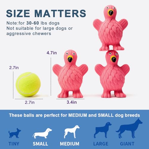 Squeaky Dog Toys for Medium Dogs, Soft Latex Squeaky Dog Ball, Cute Funny Squeak Flamingo Pet Toys - color: Flamingo - 3 Pack, size: Medium