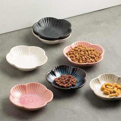 Cat Food Bowls, Ceramic Pet Plates, Cat Dish for Food, Water and Snack, 4.72 Inch, Indoor and Outdoor Use, Kitten Puppy and Small Animals Bowls Set of 3 (Camel) - color: camel