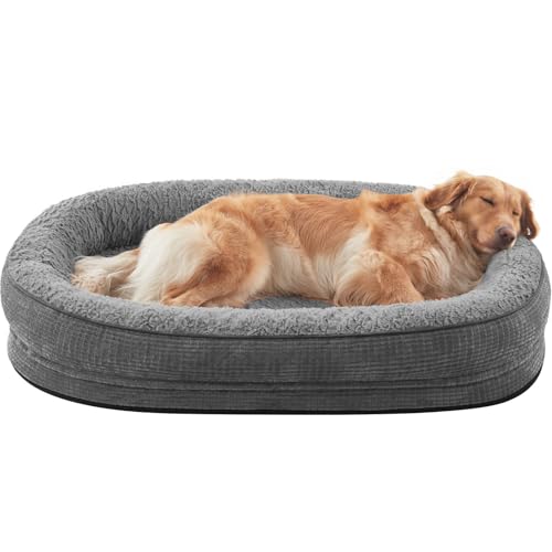 JOEJOY Orthopedic Dog Beds Large Sized Dog, XL Egg-Crate Memory Foam Pet Couch Bed with Bolster Sides, Waterproof Lining, Removable Washable Cover & Non-Slip Bottom, Grey - color: Grey, size: XL(42"x 32"x 7.5")