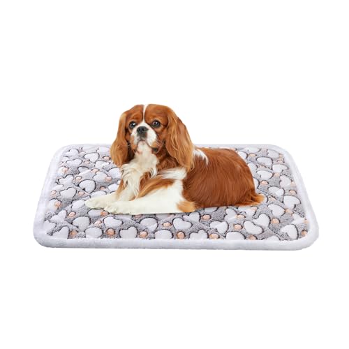 Dog Crate Mats, Soft Reversible Dog Bed Mat, Cat Mat - 24x16 Inch, Short Plush Pet Mat Crate Mat for Small Dogs, 0.6-inch Thick Thin Dog Mat, Machine Washable Ideal for 24-Inch Dog Crates - color: Grey Heart Shape, size: 24.0"L x 16.0"W x 0.6"Th