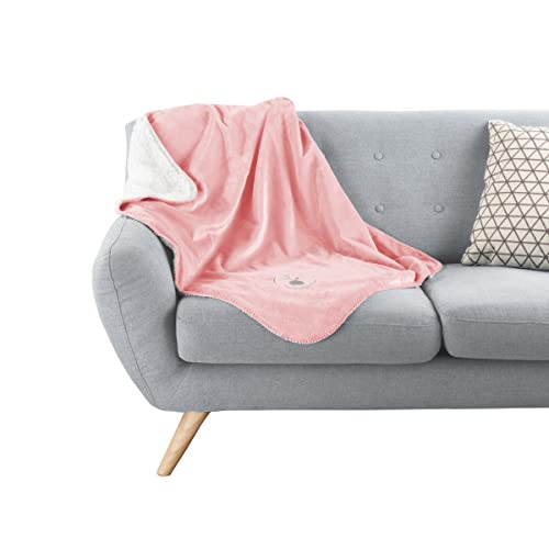 Waterproof Pet Blanket - 30x40-Inch Reversible Sherpa Fleece Throw Protects Couches, Cars, and Beds from Spills, Stains, and Fur by PETMAKER (Pink) - color: Pink, size: X-Small