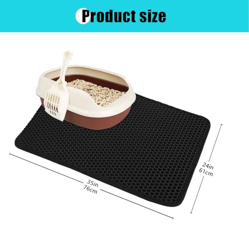 Cat Litter Mat, Kitty Litter Collector, Double Layered Honeycomb Design Waterproof, Anti Urine, Anti Slip, Easy to Clean, Limit Garbage (30"x24", Black) - color: Black, size: 24" x 30"