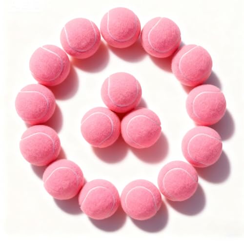 PoyPet 16-Pack Tennis Balls Bulk for Practice,Training and Beginners | Ideal for Dog Fetch,Chew and Play - color: Pink