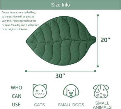 Letalong 30 X 20 Inch Leaf Shaped Cotton Cat Bed Pad, Warming Cat Mat, Pet Warming Pad for Cats, Warmer Mat for Feral and Indoor Cats, 2025 Enlarged and Thickened Leaf Beds - color: Green-02