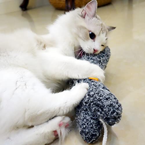 TTcat Catnip Silvervine Matatabi Pillow for Cats & Kittens,Cat Kicker Toy,Large Size Cat Pillow Soothing Plush Cat Toy(Grey). - color: Grey