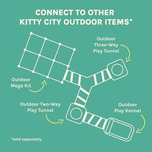 Kitty City Outdoor Catio Furniture and Play Kits for Cats, Two Way Tunnel - color: E) 2-Way Tunnel/Tent Combo