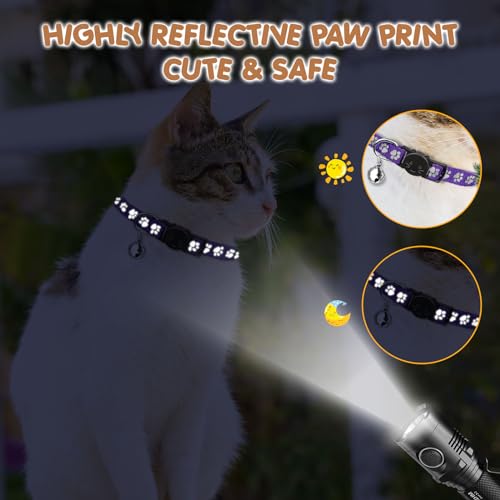 16 PCS Breakaway Cat Collars with Bells Reflective Cat Collar Safety Nylon Kitten Collars Cat Collars for Girl Boy Cats(7.5"-12.6") - size: Standard(7.5" - 12.6")