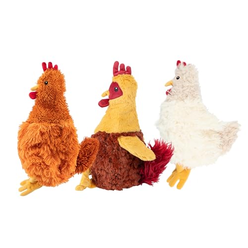 Best Pet Supplies Interactive Squeaky Dog Chew Toy, Ideal Dog Toys for Chewers, Small, Medium & Large Dogs, and Fetch Lovers - Crinkle Chicken (Brown), Large - color: Crinkle Chicken (Brown), size: Large