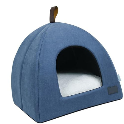 Zerone Pet Tent, Foldable Cat Bed Breathable Cat House Indoor Pet Tent Dog Bed with Mat (M) - color: Blue, size: M