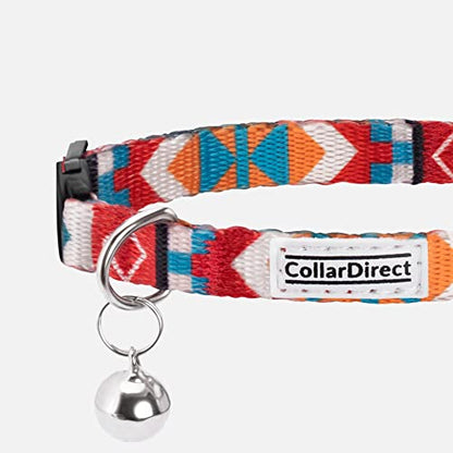 CollarDirect Cat Collar Breakaway with Removable Bell Set of 2 PCS - color: Sunny Ethnic & Tribal