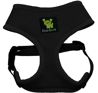 EcoBark Dog Harness - Eco-Friendly Max Comfort Harnesses - Luxurious Soft Mesh Halter - Over the Head Harness Vest- No Pull and No Choke for Small, Toy Breed, and Teacup Dogs (XS, Black) - color: Black