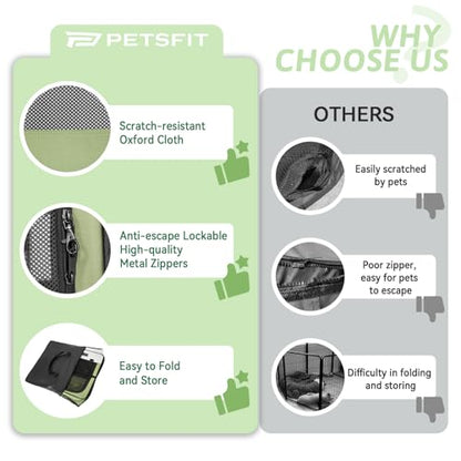 PETSFIT 45.5" Dog Playpen Indoor/Outdoor-Jump-Proof 28.5" Height with Removable Waterproof Mat & Zippered Roof | RV, Camping, Travel Dog Pen | Whelping & Cat Observation Space(45.5"L x 45.5"W x 28.5H) - color: Green