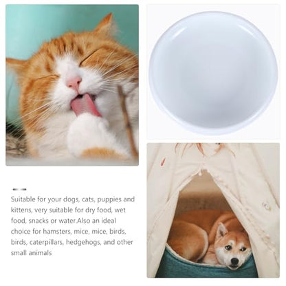 PRETYZOOM Ceramic Cat Water Bowl Pet Feeding Bowl with Anti-Spill Design White Closed Rim Pet Feeder for Indoor Cats for Food and Water