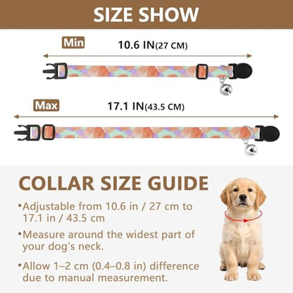 Watercolor Petals Mint Adjustable Pet Collar, 2 Pack Cat Bell Collar - color: Watercolor Petals Mint